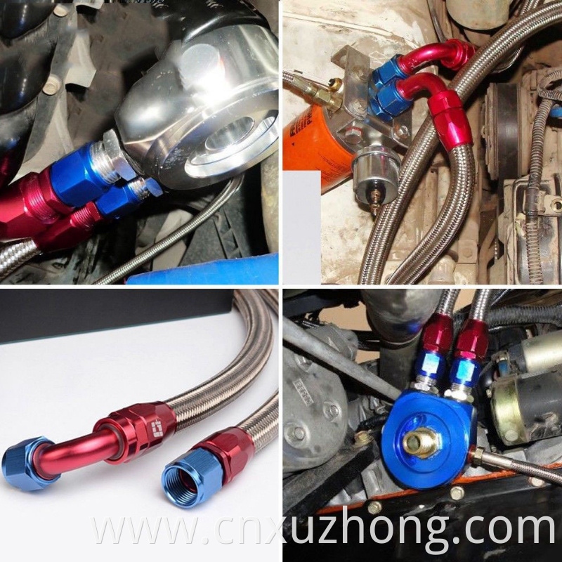 Degree Aluminum Alloy Oil Cooler Swivel Oil Fuel Gas Line Hose Pipe Adapter End AN Fitting (AN4-0A)